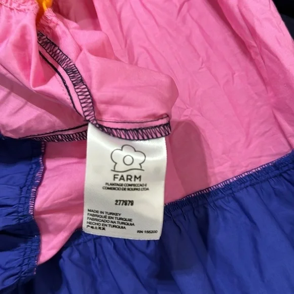 Farm Rio Anthropologie Puff Sleeve Ruffled Tier Color block Maxi Dress - Picture 14 of 15